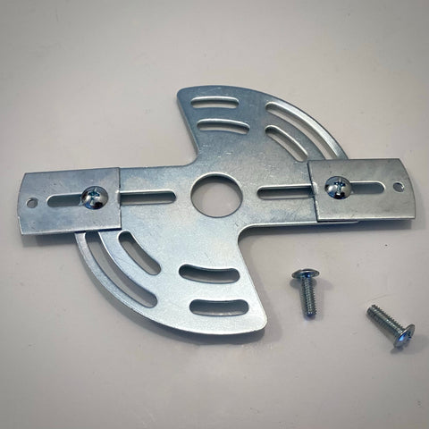 Heavy-duty adjustable steel crossbar bracket fully assembled with sliding end plates and mounting screws.