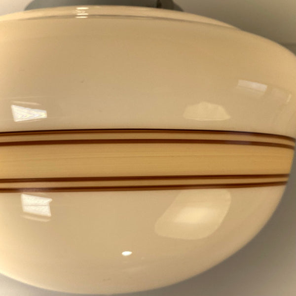 New Mocha & Cream Banded Milk Glass Schoolhouse Ceiling Light - Vintporium Architectural Salvage