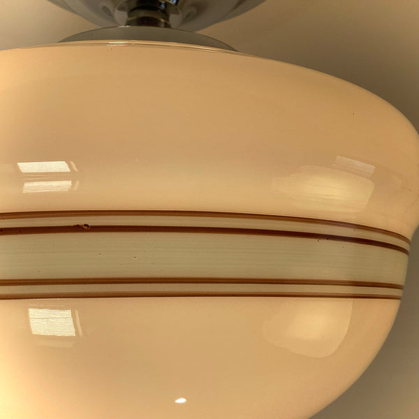 New Robin’s Egg Striped Schoolhouse Semi-Flush Light - Vintporium Architectural Salvage