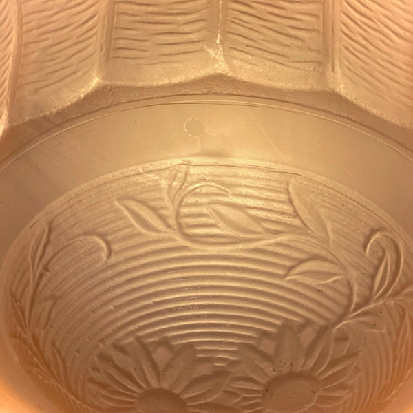 Vintage 1930s Art Deco Peach Glass Ceiling Light with Porcelain Canopy