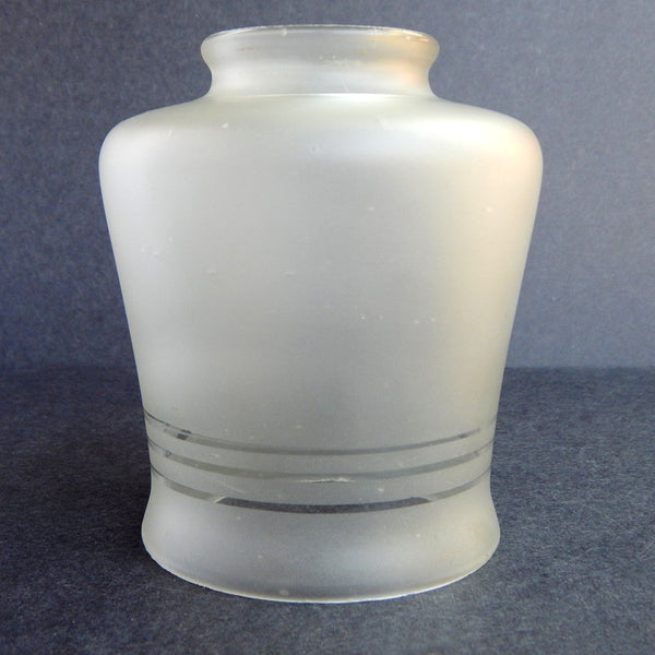 Vintage Frosted Glass Shade with Triple Etched Bands – Front View