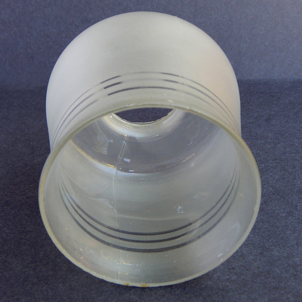 Bottom View of Vintage Glass Shade with Etched Triple Line Design
