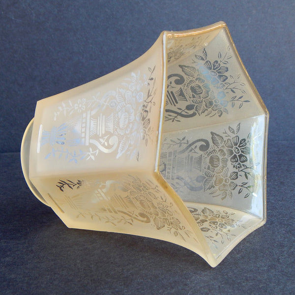 2.25 2 1/4 Vintage Frosted Glass Light Shade Floral Urn Motif