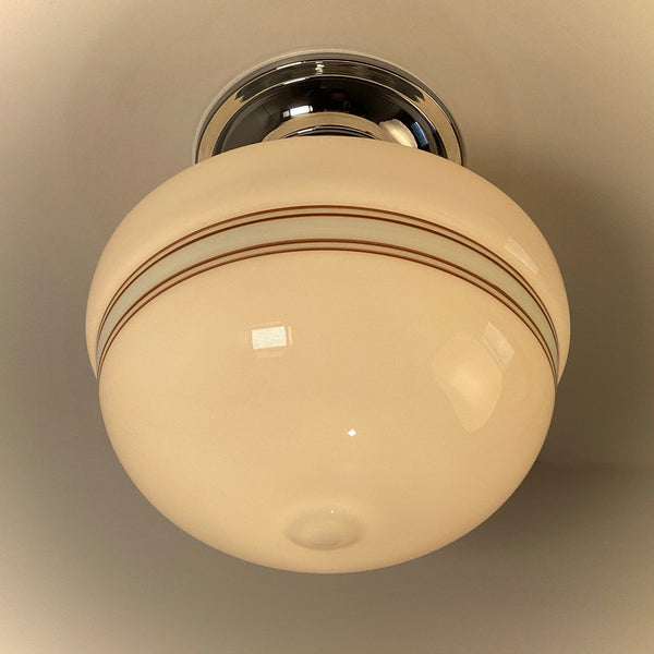 New Robin’s Egg Striped Schoolhouse Semi-Flush Light - Vintporium Architectural Salvage