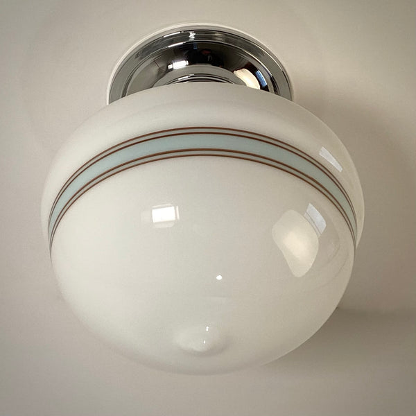 New Robin’s Egg Striped Schoolhouse Semi-Flush Light - Vintporium Architectural Salvage