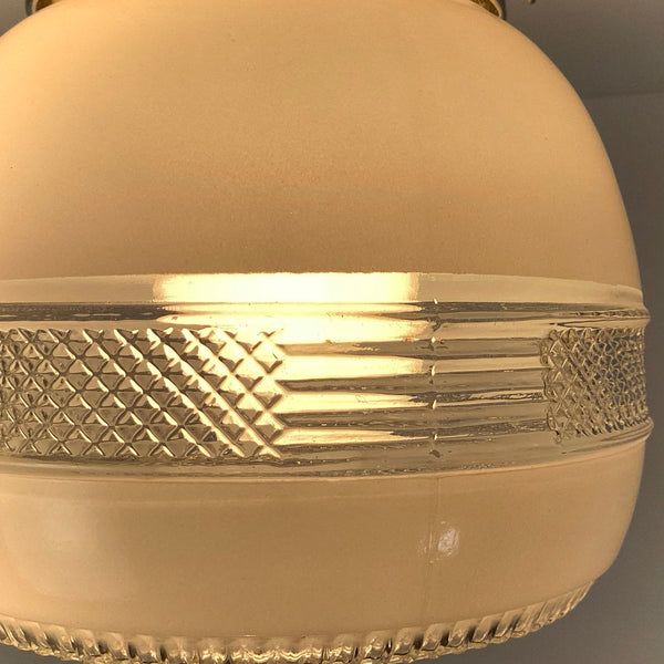 Flush Mount Utility Light Vintage Glass Shade New Fixture Base - Vintporium Architectural Salvage