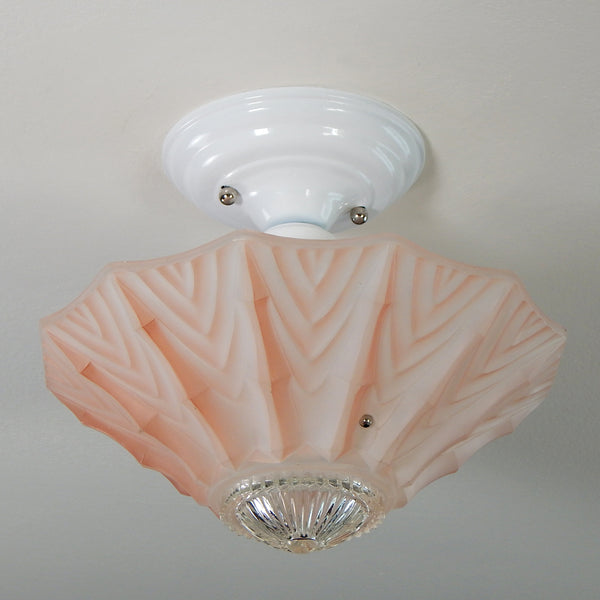 Vintage Semi Flush Beaded Chain Ceiling Light Fixture. The tropical-inspired ceiling light fixture features a new custom powder-coated fixture, wiring, porcelain sockets, etc. The fixture has been cleaned and detailed and comes with hardware, making for a convenient installation. Available at www.vintporium.com