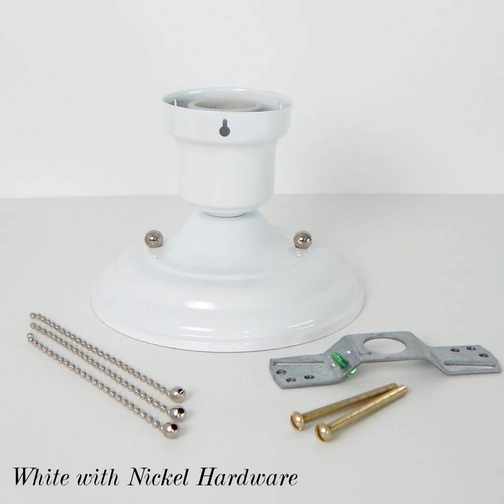 Custom Semi Flush Triple-Beaded Chain Ceiling Light Fixture Kit - Vintporium Architectural Salvage