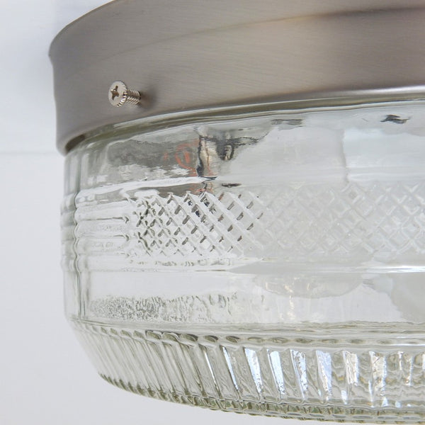 Large Flush Mount Ceiling Light Vintage Glass Shade New Fixture Base