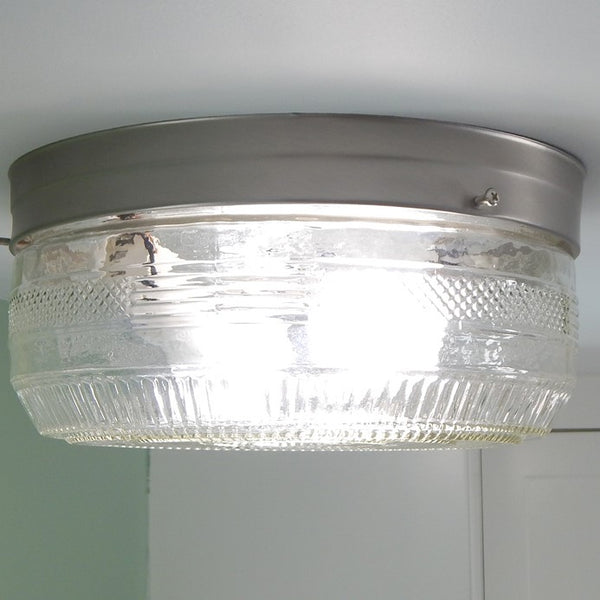Large Flush Mount Ceiling Light Vintage Glass Shade New Fixture Base