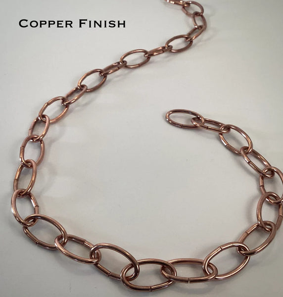 8 Gauge Oval Lamp Chain Available in Numerous Finishes - Vintporium Architectural Salvage
