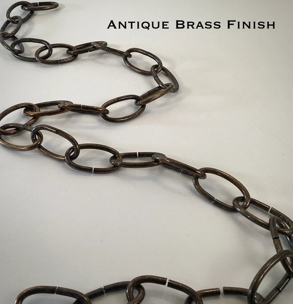 8 Gauge Oval Lamp Chain Available in Numerous Finishes - Vintporium Architectural Salvage