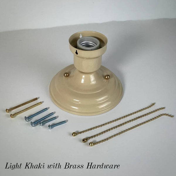 Custom Semi Flush Triple-Beaded Chain Ceiling Light Fixture Kit - Vintporium Architectural Salvage
