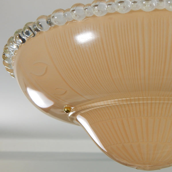 Semi-Flush Beaded Chain Ceiling Light Vintage Glass New Fixture. The light features a custom-made powder-coated fixture. The fixture has been cleaned and detailed. It includes mounting hardware for convenient installation. Available at www.vintporium.com