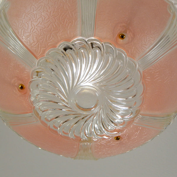 Semi-Flush Beaded Chain Ceiling Light Vintage Glass New Fixture. The fixture features a custom-made powder-coated fixture. The fixture has been cleaned and detailed. It includes mounting hardware for convenient installation. Available at www.vintporium.com