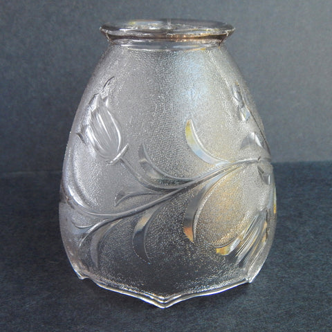 Vintage cut glass light shade with floral design and 2 1/4 inch fitter. Available at www.vintporium.com