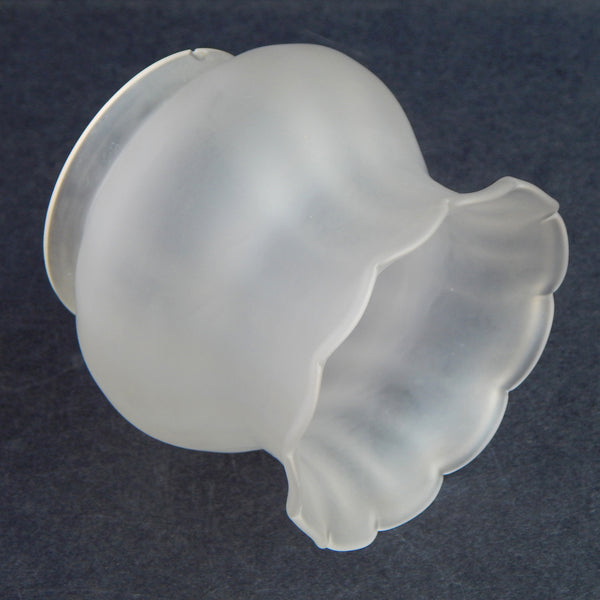 Side profile of frosted glass bell-shaped lamp shade with wavy scalloped edge – Vintporium