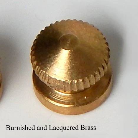 8/32 knurled brass thumbnuts for light fixtures in various finishes.