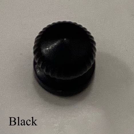 Close-up of a black solid brass thumbnut with 8/32 female threading, ideal for securing black ceiling canopies or lamp components.