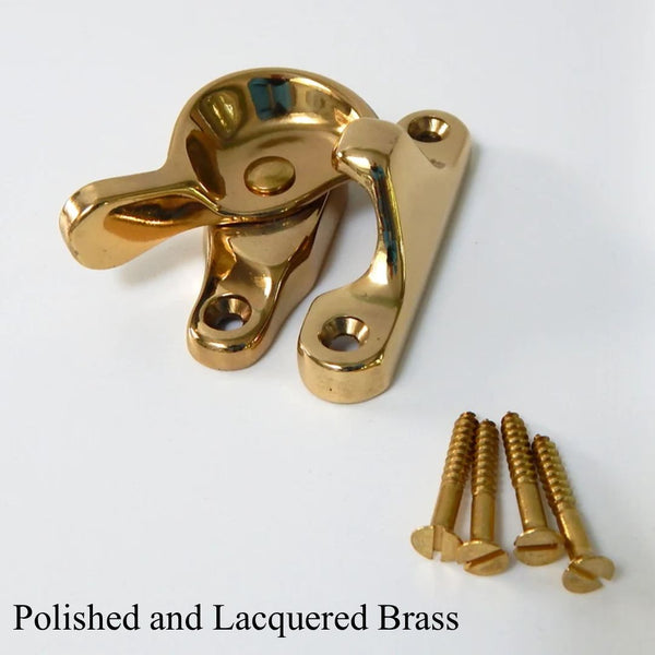 Solid Brass Window Sash Lock & Catch, Nickel Brass Bronze Finishes, New - Vintporium Architectural Salvage
