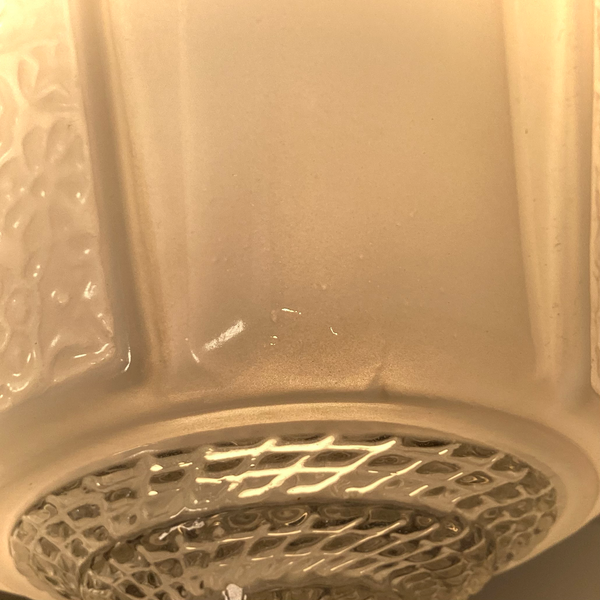 Close-up of vintage glass ceiling light showing age-appropriate wear – Vintporium