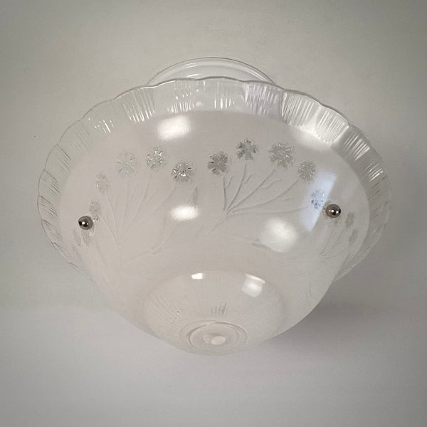 Semi-Flush Beaded Chain Ceiling Light Vintage Glass New Fixture. The light features a custom-made powder-coated fixture. The fixture has been cleaned and detailed. It includes mounting hardware for convenient installation. Available at www.vintporium.com