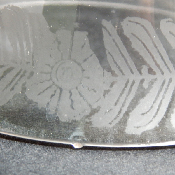 2 1/4 (2.25) Inch Vintage Etched Bell Shaped Glass Light Fixture Shade. This etched glass shade features delicate Deco-era floral and fan patterns, softly frosted bands, and a graceful bell shape that flares at the base. Available at www.vintporium.com