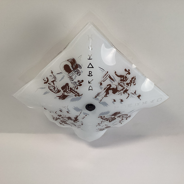 Vintage Western Glass Shade Ceiling Light New Custom Fixture Base. 1950s cowboy Ceiling Light. Available at www.vintporium.com