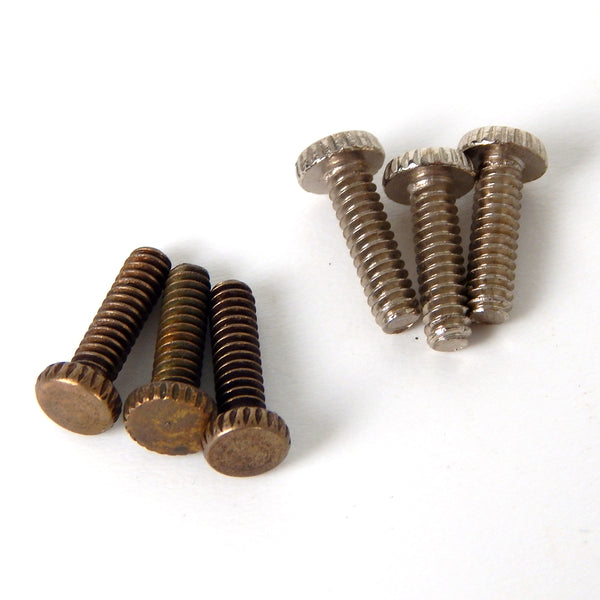 6/32, Lot of 3,  1/2 inch Long Shadeholder / Fitter Thumbscrews. Your Choice of Polished Nickel or Antique Brass. Available at www.vintporium.com