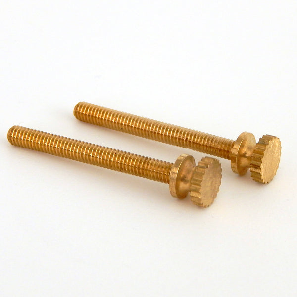 This lot of 2 handsome thumbscrews is ideal for securing the fixture to its mounting brackets. Available in unfinished brass.. Available at www.vintporium.com