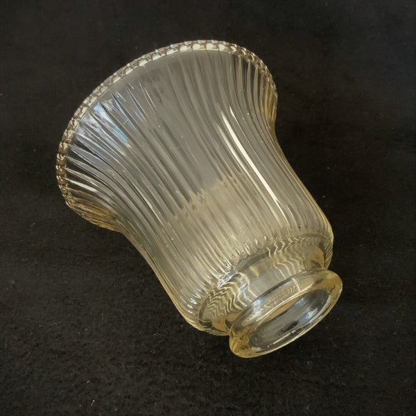 2 1/4 (2.25) Inch Vintage Ribbed Glass Bell Shaped Light Fixture Shade.   The vintage ribbed glass shade has been cleaned and detailed for your convenience. Available at www.vintporium.com
