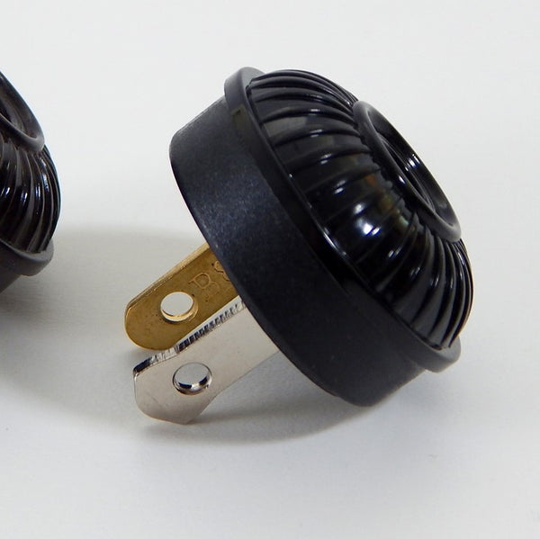 Early Electric Style Ribbed Bakelite Polarized Plug Black Brown - Vintporium Architectural Salvage