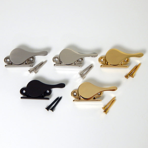 This side sash Lock is a must-have for anyone with a double-hung window! Whether you have a window A/C unit or just want to limit the opening of the sash. The lock is available in polished and lacquer-free brass, polished and lacquered brass, polished nickel, brushed nickel, and oil-rubbed bronze. Available at www.vintporium.com